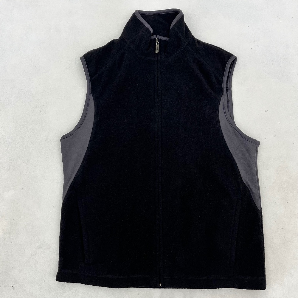 Ping Mens Size S Full Zip Vest Jacket Black Gray Outdoor Sherpa Fleece Pockets‎